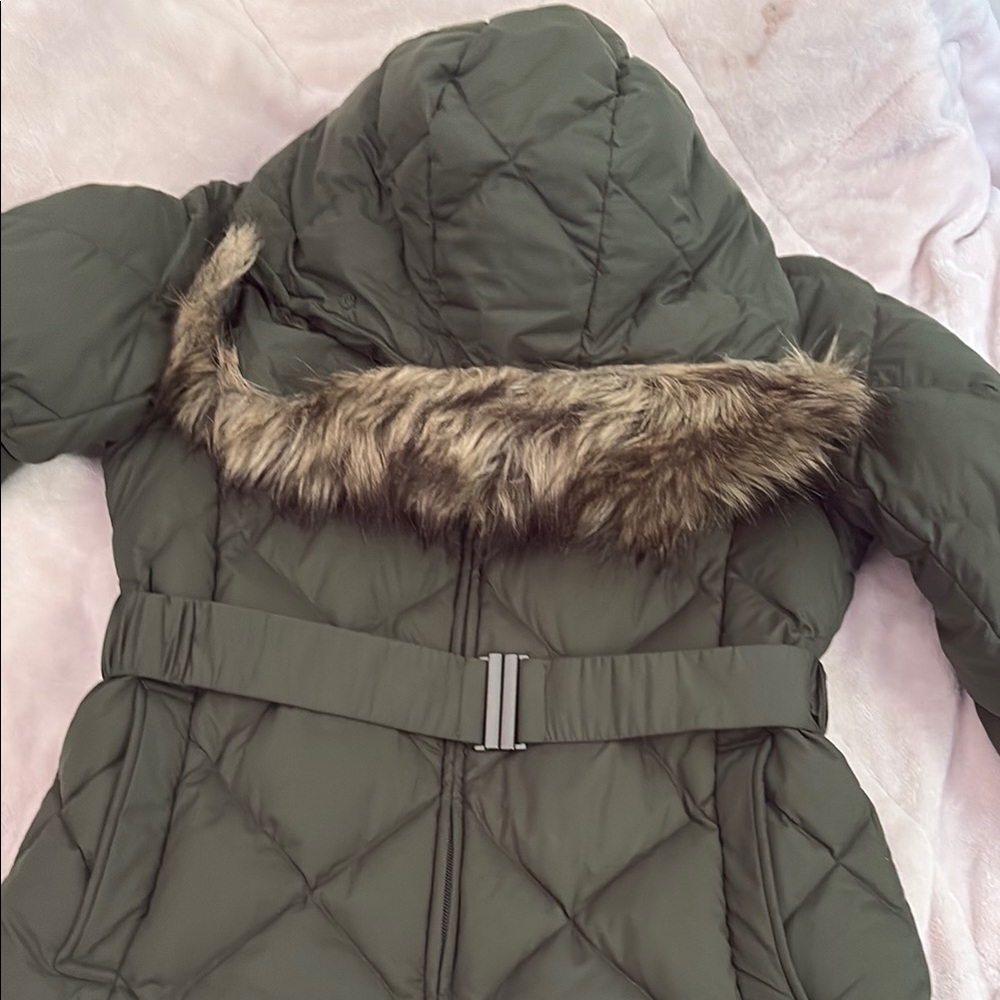 Uniqlo Belted Puffer Parka with Faux Fur Trim Hood